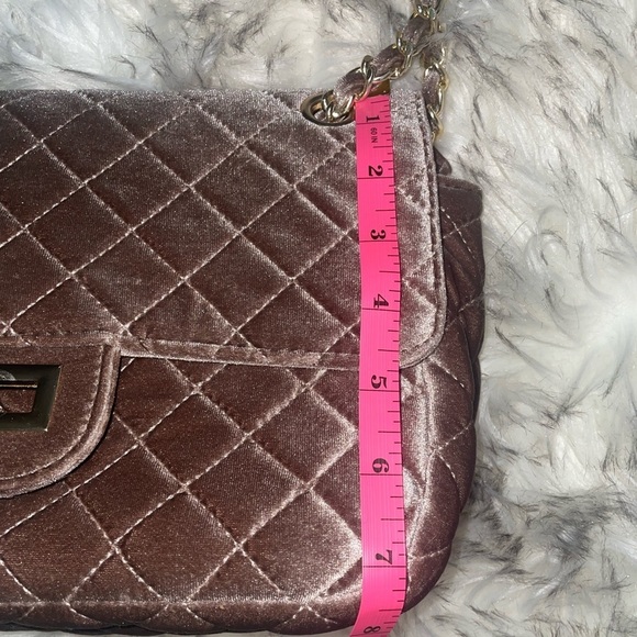 Shoulder bag Quilted velvet flap bag Brown purse chain strap bag - Picture 10 of 12